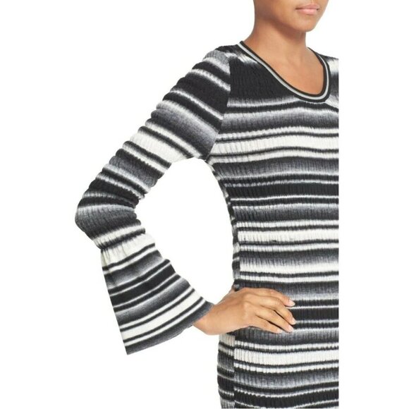 Opening Ceremony Wool Mini Dress Womens Medium Bodycon Long Sleeve Stripe - Picture 9 of 10